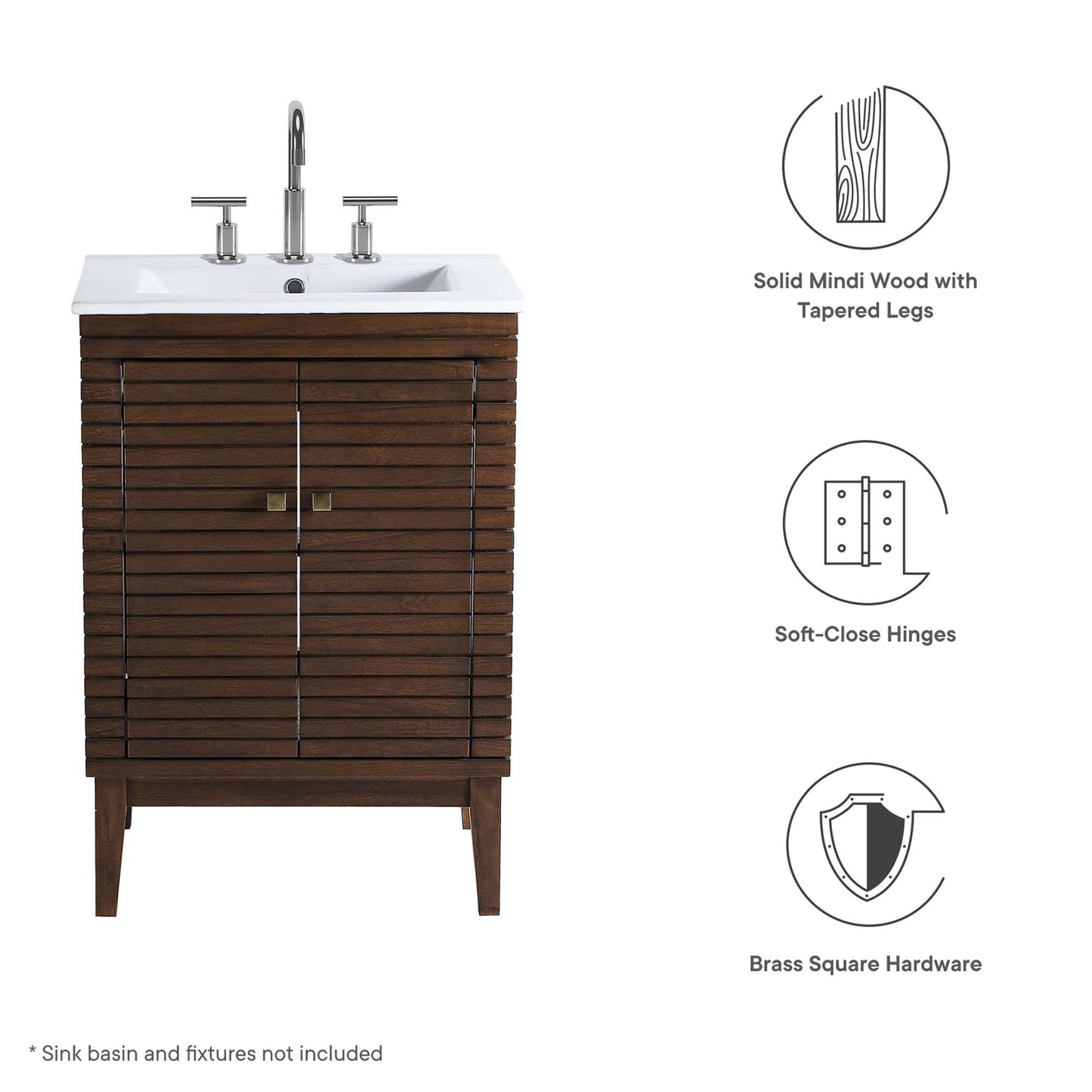 Modway - Ledger 24" Wood Bathroom Vanity Cabinet (Sink Basin Not Included) by Modway  Bathroom Vanities Brown - EEI-5088-WAL