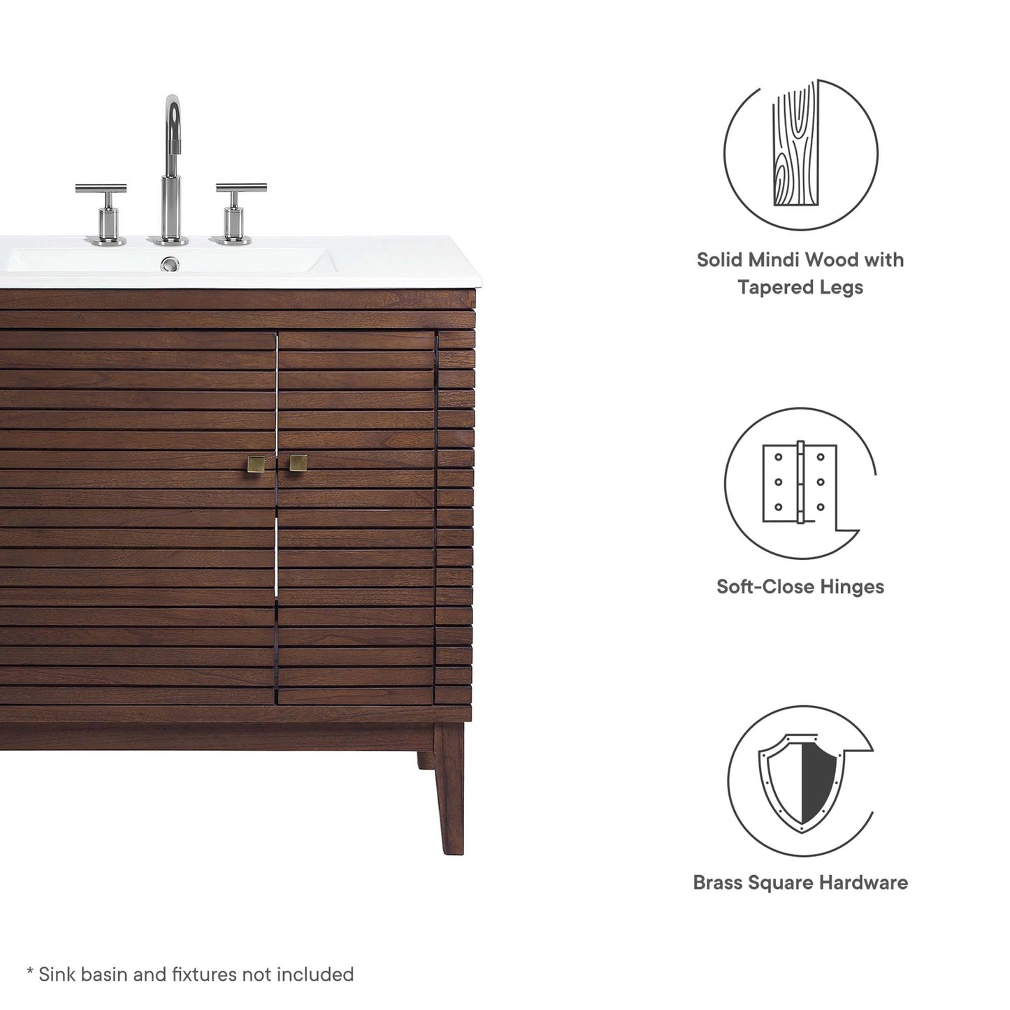 Modway - Ledger 36" Wood Bathroom Vanity Cabinet (Sink Basin Not Included) by Modway  Bathroom Vanities Brown - EEI-5089-WAL