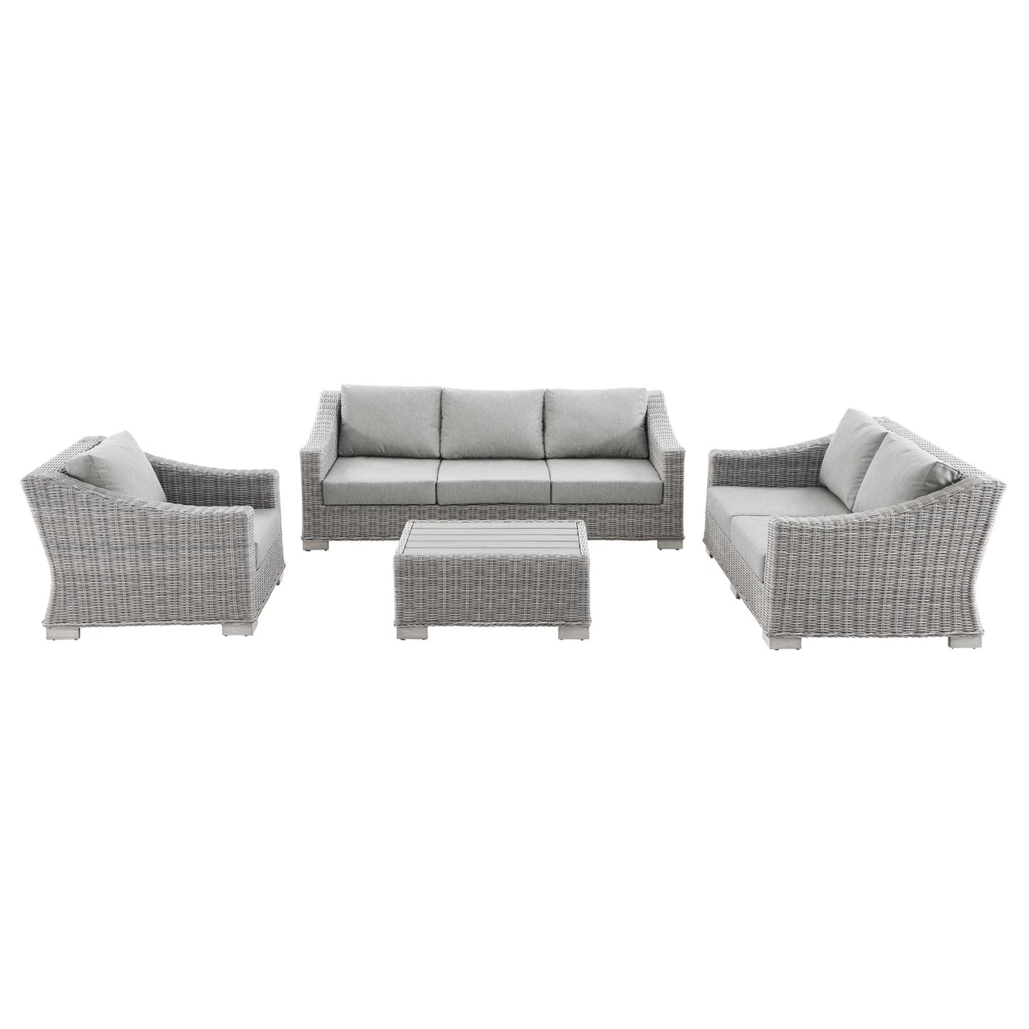 Modway - Conway 4-Piece Outdoor Patio Wicker Rattan Furniture Set by Modway  Outdoor Furniture Sofa Sectionals Gray - EEI-5091-GRY