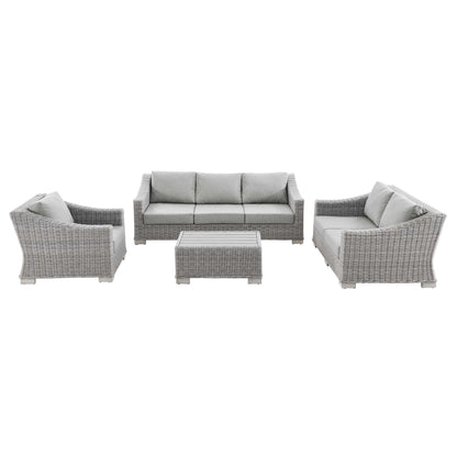 Modway - Conway 4-Piece Outdoor Patio Wicker Rattan Furniture Set by Modway  Outdoor Furniture Sofa Sectionals Gray - EEI-5091-GRY