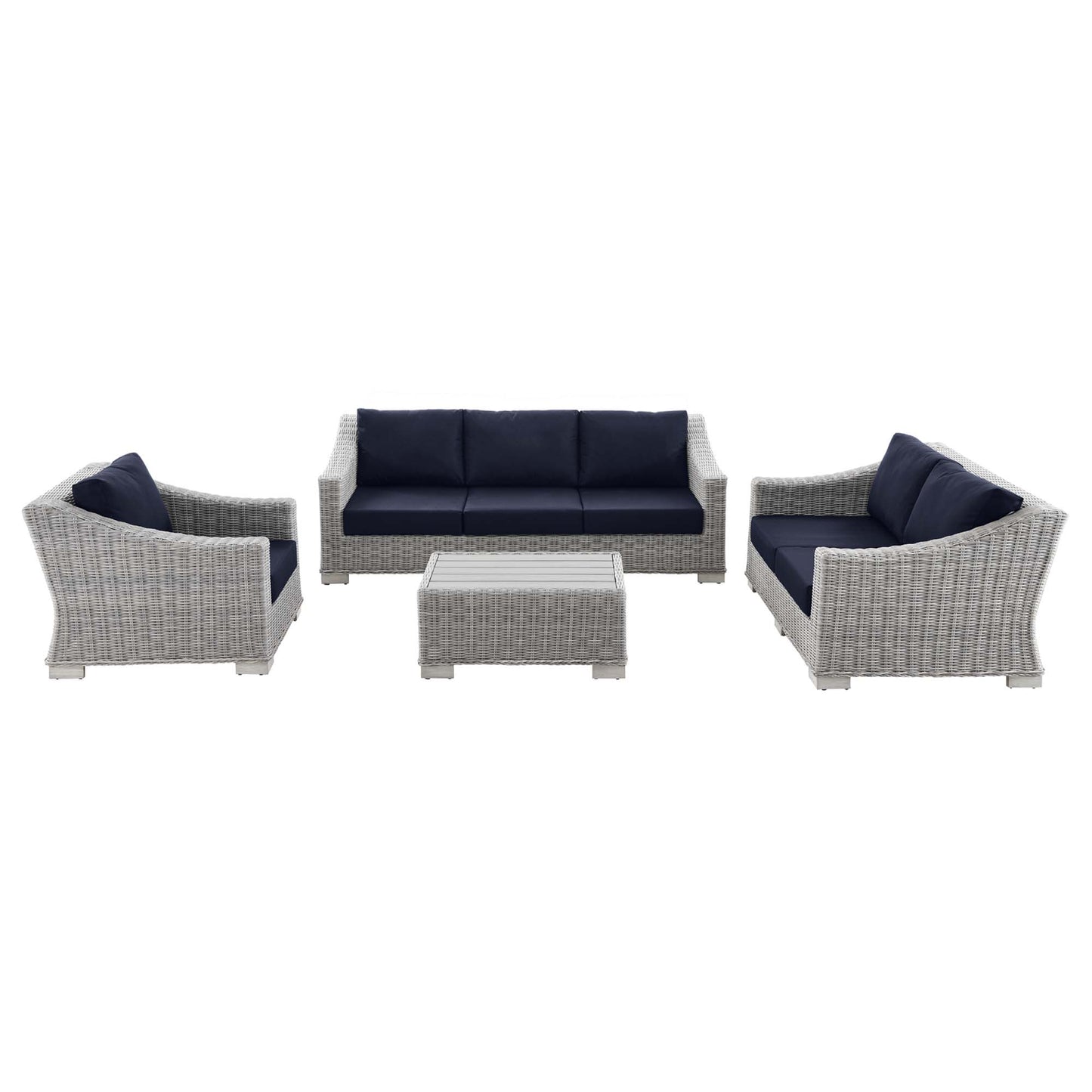 Modway - Conway 4-Piece Outdoor Patio Wicker Rattan Furniture Set by Modway  Outdoor Furniture Sofa Sectionals Blue - EEI-5091-NAV