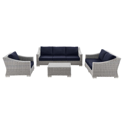 Modway - Conway 4-Piece Outdoor Patio Wicker Rattan Furniture Set by Modway  Outdoor Furniture Sofa Sectionals Blue - EEI-5091-NAV