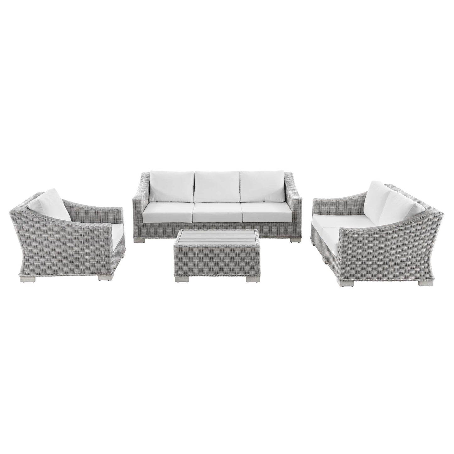 Modway Outlet Conway 4-Piece Outdoor Patio Wicker Rattan Furniture Set by Modway  Outdoor Furniture Furniture Light Gray White - EEI-5091-WHI