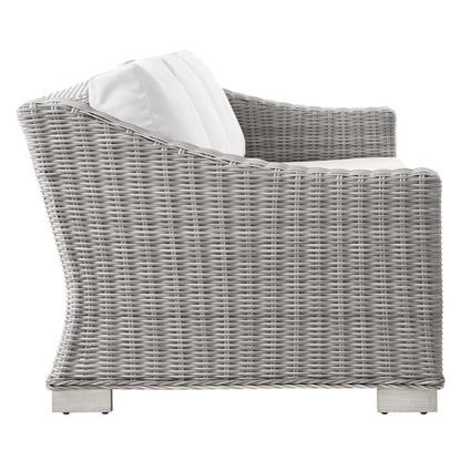 Modway Outlet Conway 4-Piece Outdoor Patio Wicker Rattan Furniture Set by Modway  Outdoor Furniture Furniture Light Gray White - EEI-5091-WHI