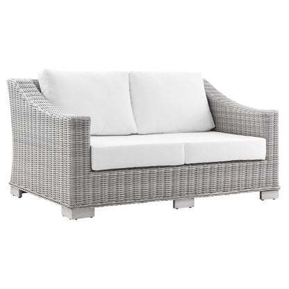 Modway Outlet Conway 4-Piece Outdoor Patio Wicker Rattan Furniture Set by Modway  Outdoor Furniture Furniture Light Gray White - EEI-5091-WHI