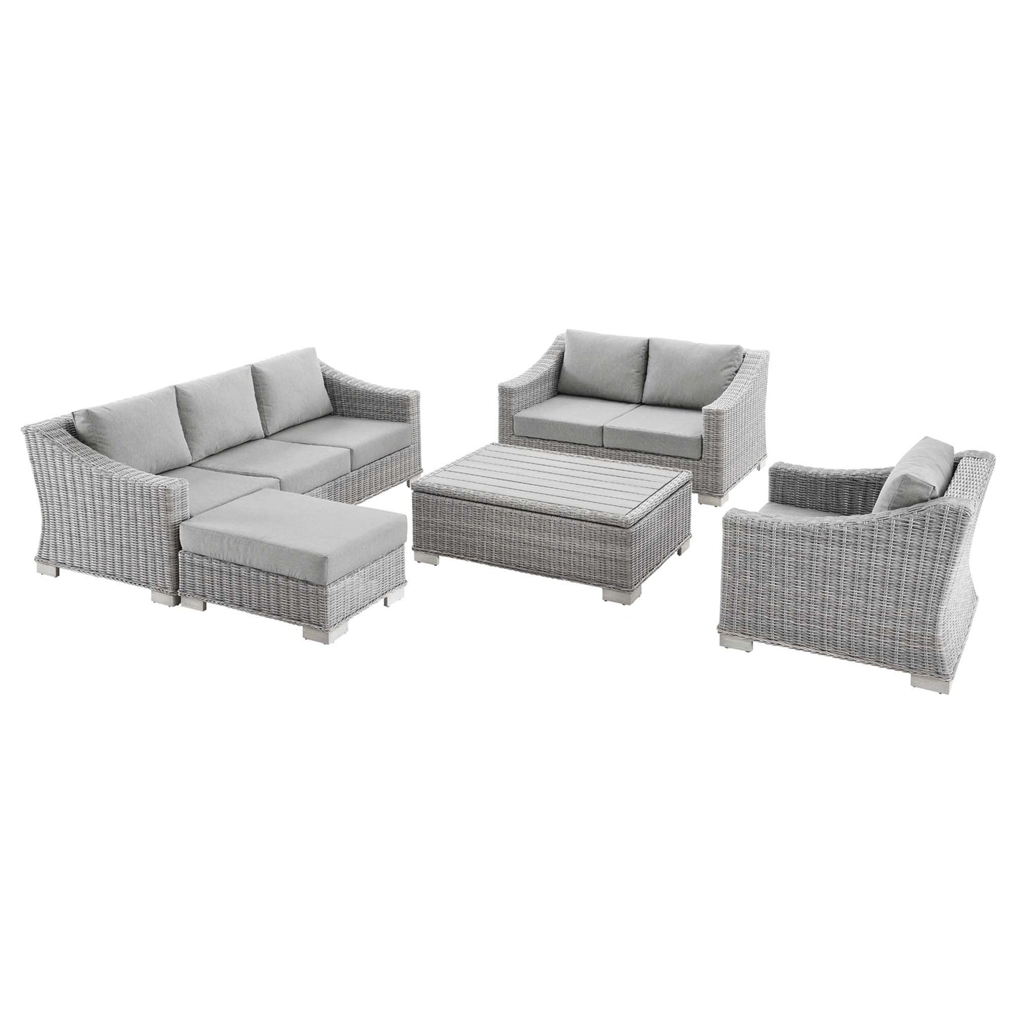 Modway - Conway 5-Piece Outdoor Patio Wicker Rattan Furniture Set by Modway  Outdoor Furniture Sofa Sectionals Gray - EEI-5092-GRY