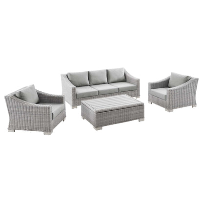 Modway - Conway 4-Piece Outdoor Patio Wicker Rattan Furniture Set by Modway  Outdoor Furniture Sofa Sectionals Gray - EEI-5095-GRY