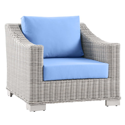 Modway Outlet Conway 4-Piece Outdoor Patio Wicker Rattan Furniture Set by Modway  Outdoor Furniture Furniture Light Gray Light Blue - EEI-5095-LBU