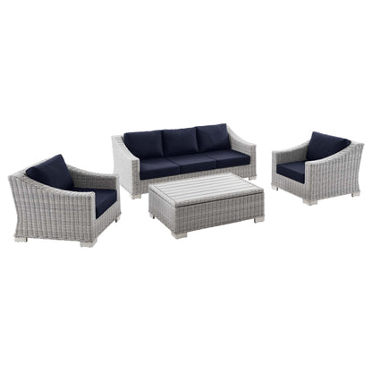 Modway - Conway 4-Piece Outdoor Patio Wicker Rattan Furniture Set by Modway  Outdoor Furniture Sofa Sectionals Blue - EEI-5095-NAV