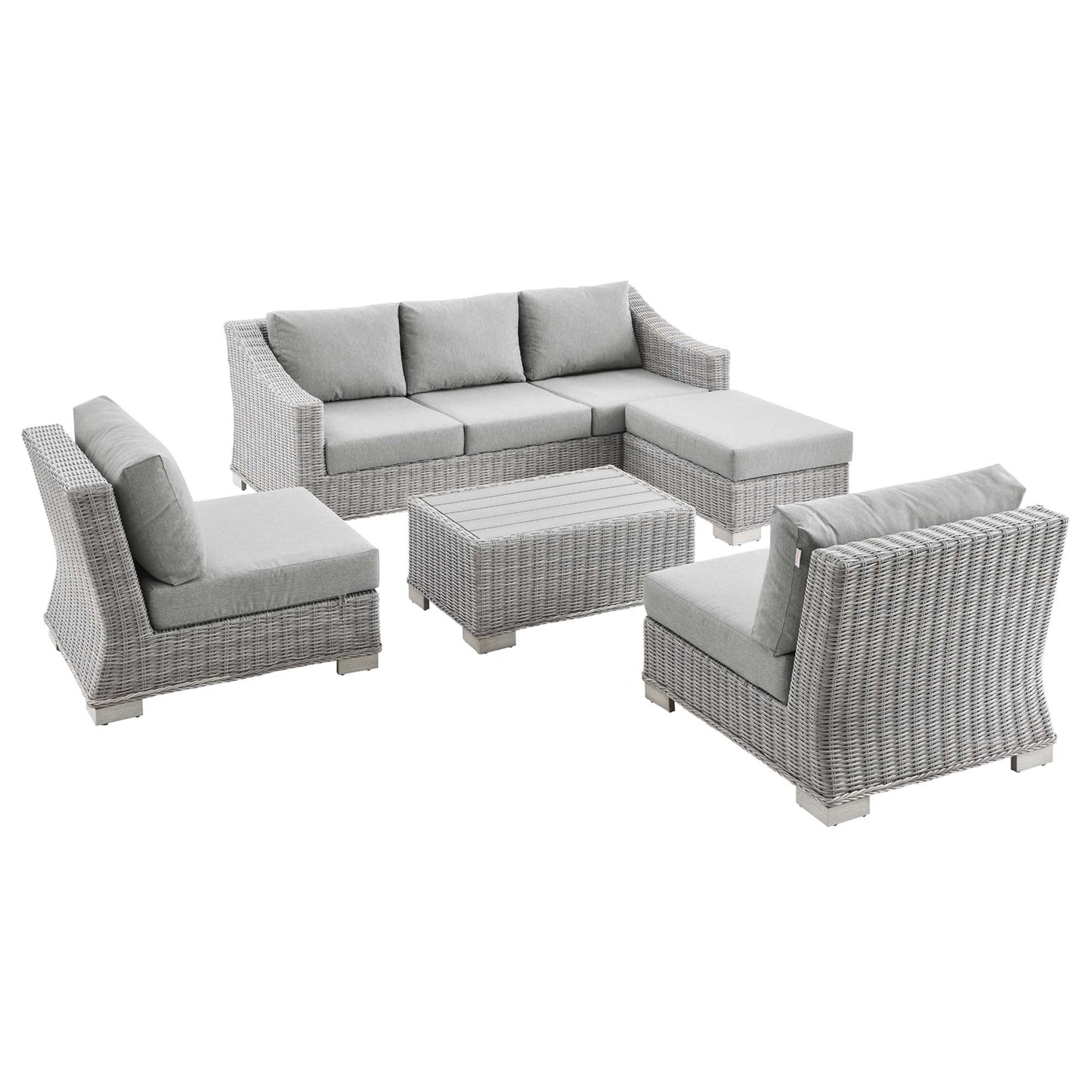 Modway - Conway 5-Piece Outdoor Patio Wicker Rattan Furniture Set by Modway  Outdoor Furniture Sofa Sectionals Gray - EEI-5097-GRY