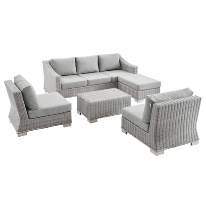 Modway - Conway 5-Piece Outdoor Patio Wicker Rattan Furniture Set by Modway  Outdoor Furniture Sofa Sectionals Gray - EEI-5097-GRY