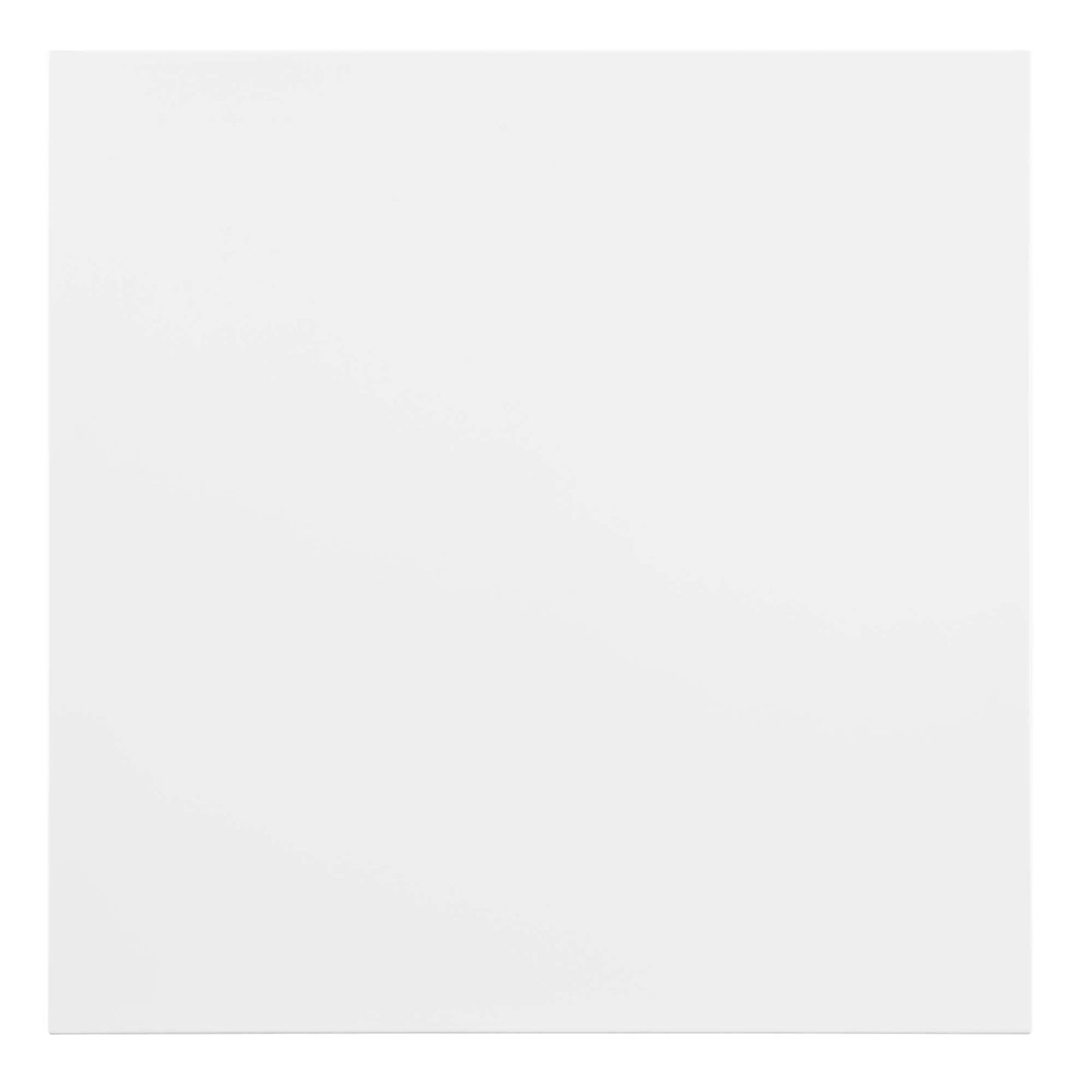White 28" square dining table with a smooth surface.