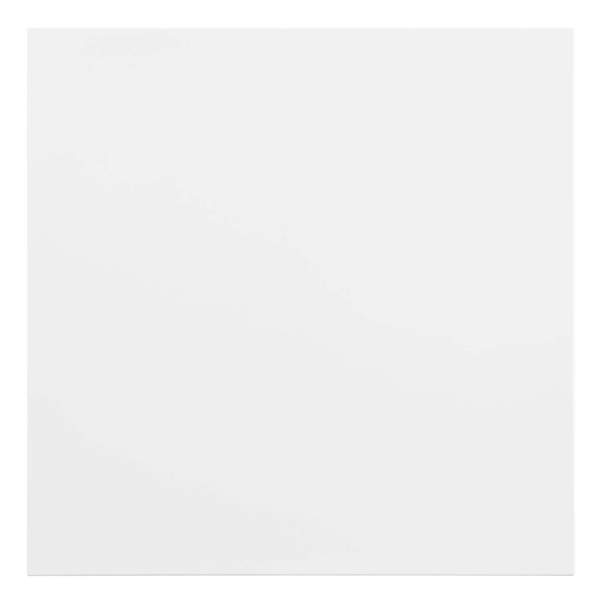 White 28" square dining table with a smooth surface.