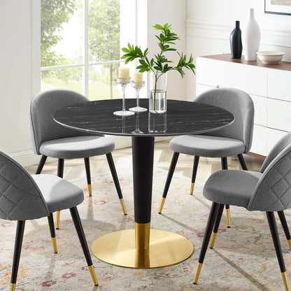 Modway Outlet Zinque 40" Artificial Marble Dining Table by Modway  Bar and Dining Furniture Gold Black - EEI-5148-GLD-BLK