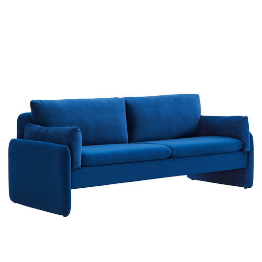 Modway Outlet Indicate Performance Velvet Sofa by Modway  Living Room Furniture Navy - EEI-5150-NAV
