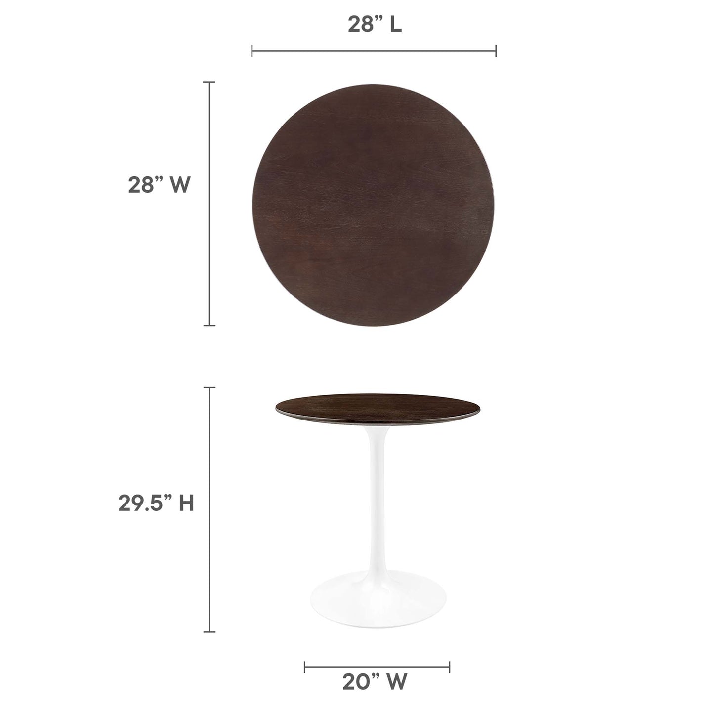 Modway - Lippa 28" Round Wood Dining Table by Modway  Bar and Dining Bar and Dining Tables Brown - EEI-5155-WHI-CHE