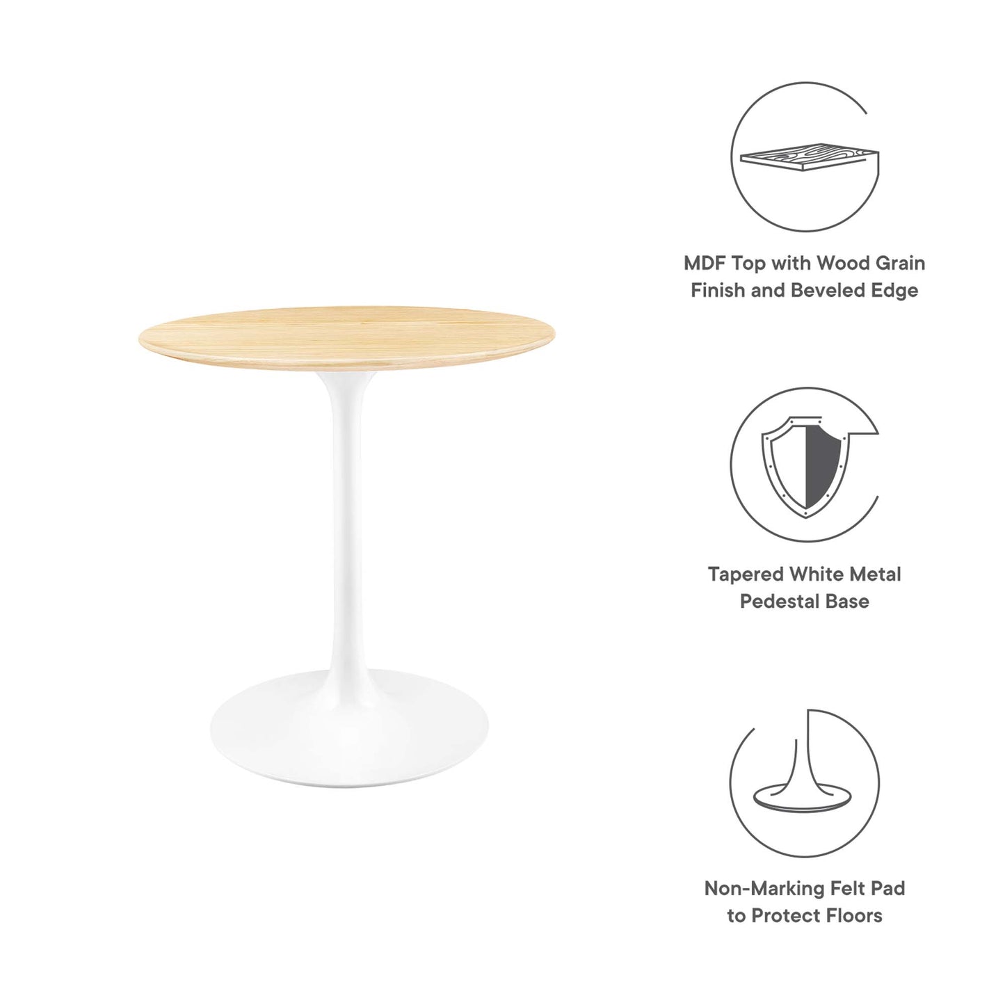 Modway Outlet Lippa 28" Round Wood Dining Table by Modway  Bar and Dining Furniture White Natural - EEI-5156-WHI-NAT