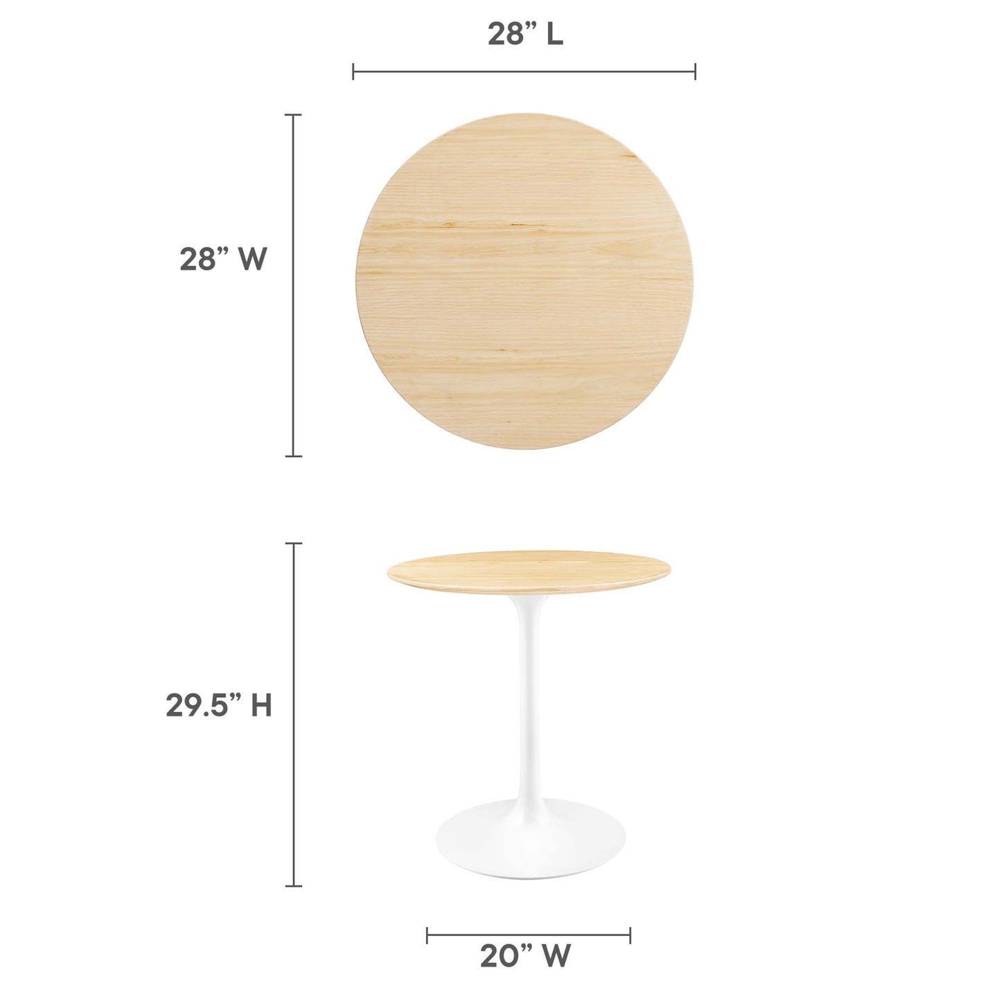 Modway Outlet Lippa 28" Round Wood Dining Table by Modway  Bar and Dining Furniture White Natural - EEI-5156-WHI-NAT