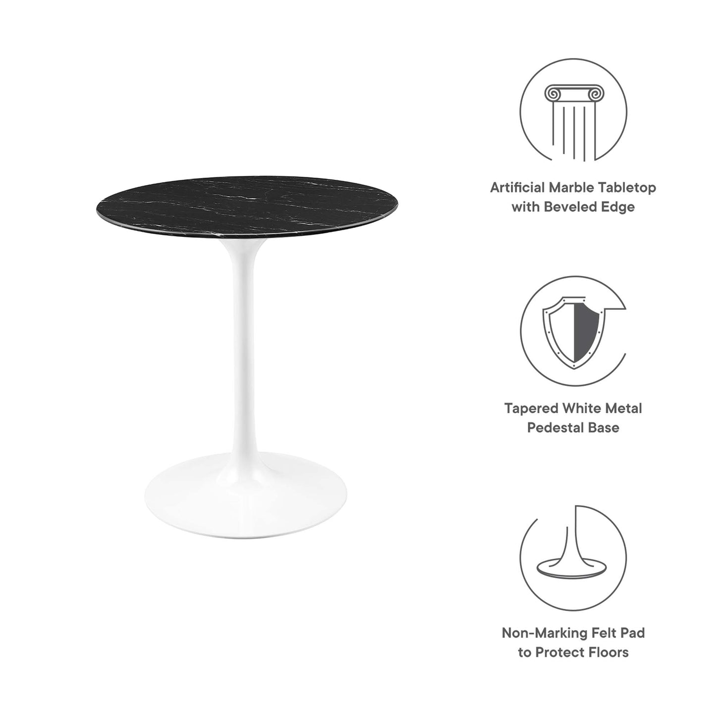 Modway - Lippa 28" Round Faux Marble Dining Table by Modway  Bar and Dining Bar and Dining Tables Black - EEI-5167-WHI-BLK