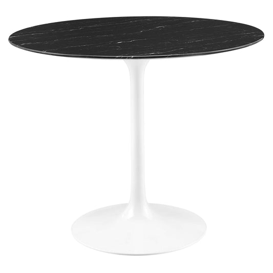 Modway - Lippa 36" Round Faux Marble Dining Table by Modway  Bar and Dining Bar and Dining Tables Black - EEI-5168-WHI-BLK