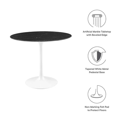 Modway - Lippa 36" Round Faux Marble Dining Table by Modway  Bar and Dining Bar and Dining Tables Black - EEI-5168-WHI-BLK