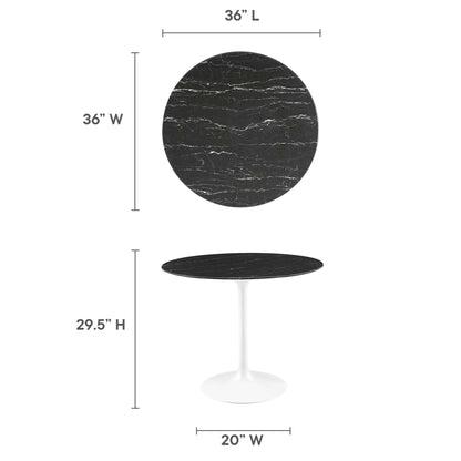 Modway - Lippa 36" Round Faux Marble Dining Table by Modway  Bar and Dining Bar and Dining Tables Black - EEI-5168-WHI-BLK