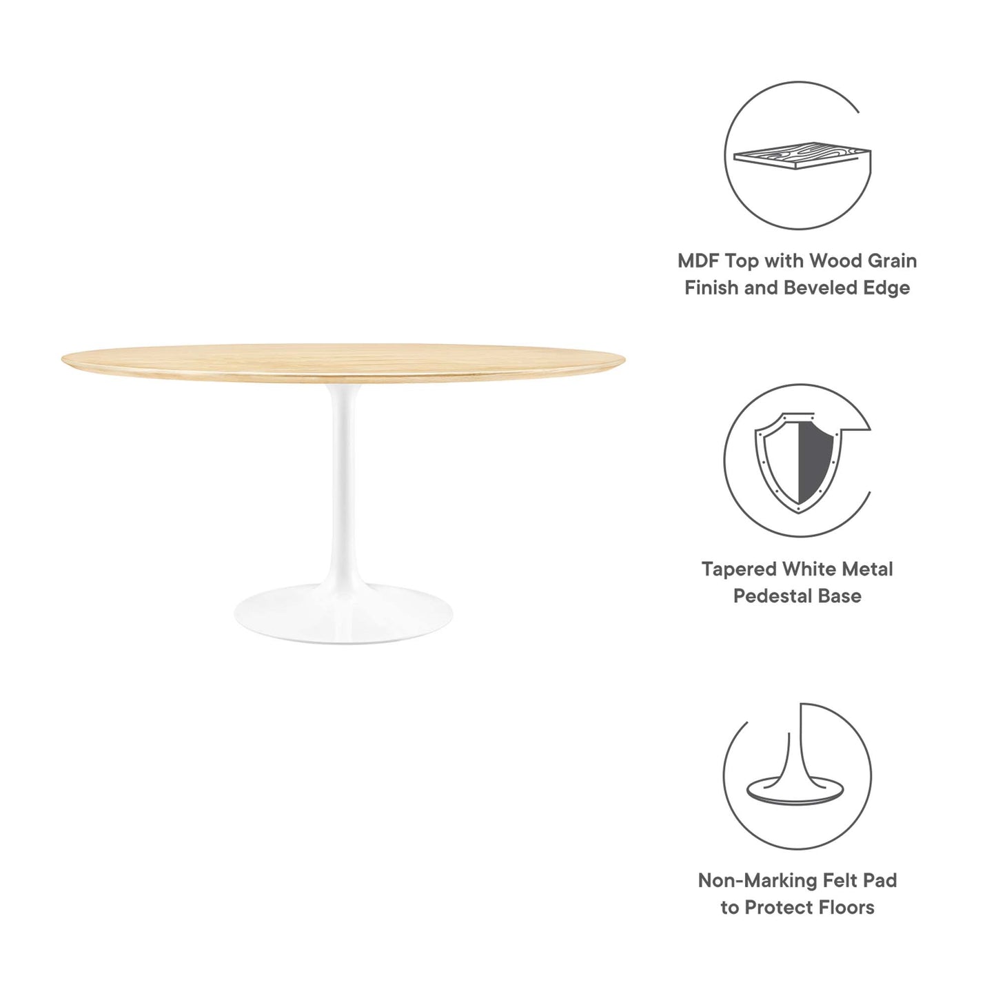 Modway - Lippa 60" Round Wood Dining Table by Modway  Bar and Dining Bar and Dining Tables Brown - EEI-5176-WHI-NAT