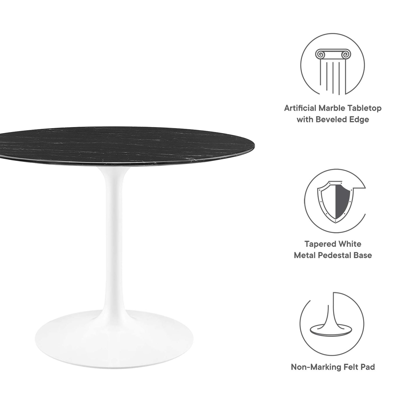Modway - Lippa 40" Round Faux Marble Dining Table by Modway  Bar and Dining Bar and Dining Tables Black - EEI-5181-WHI-BLK