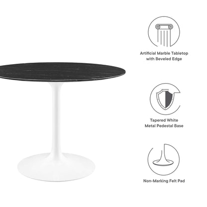 Modway - Lippa 40" Round Faux Marble Dining Table by Modway  Bar and Dining Bar and Dining Tables Black - EEI-5181-WHI-BLK