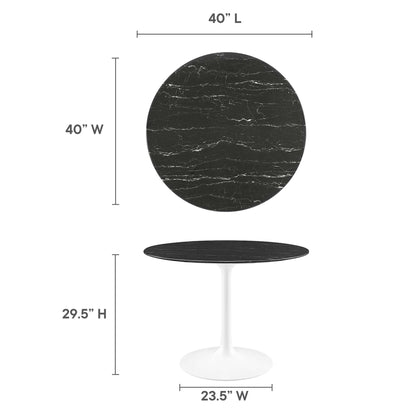 Modway - Lippa 40" Round Faux Marble Dining Table by Modway  Bar and Dining Bar and Dining Tables Black - EEI-5181-WHI-BLK