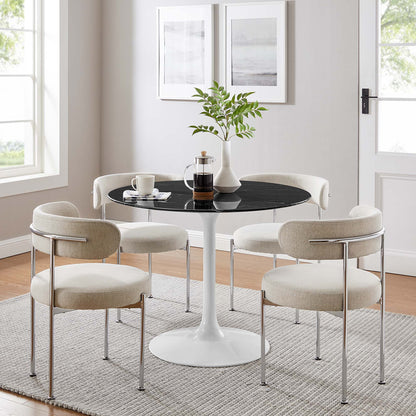 Modway - Lippa 40" Round Faux Marble Dining Table by Modway  Bar and Dining Bar and Dining Tables Black - EEI-5181-WHI-BLK