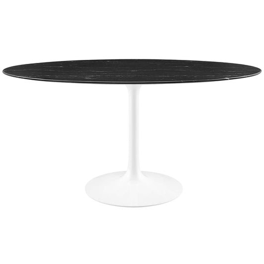 Modway - Lippa 60" Oval Faux Marble Dining Table by Modway  Bar and Dining Bar and Dining Tables Black - EEI-5186-WHI-BLK