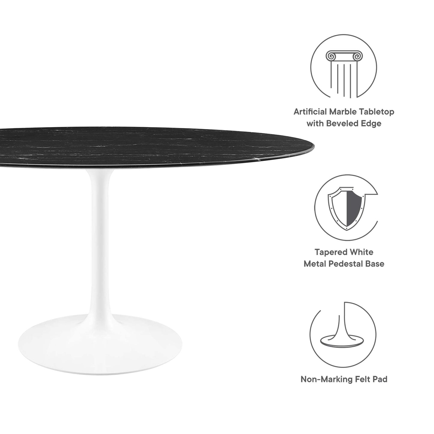 Modway - Lippa 60" Oval Faux Marble Dining Table by Modway  Bar and Dining Bar and Dining Tables Black - EEI-5186-WHI-BLK