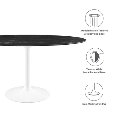 Modway - Lippa 60" Oval Faux Marble Dining Table by Modway  Bar and Dining Bar and Dining Tables Black - EEI-5186-WHI-BLK