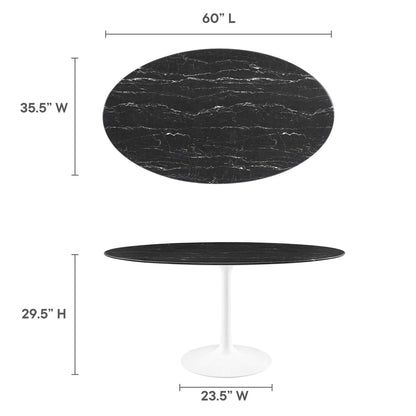 Modway - Lippa 60" Oval Faux Marble Dining Table by Modway  Bar and Dining Bar and Dining Tables Black - EEI-5186-WHI-BLK