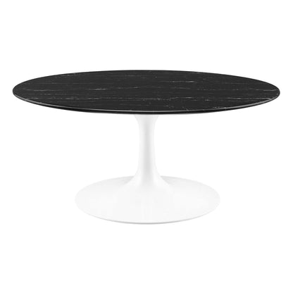 Modway - Lippa 36" Round Faux Marble Coffee Table by Modway  Living Room Tables Black - EEI-5191-WHI-BLK
