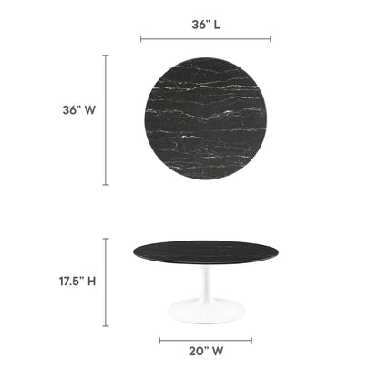 Modway - Lippa 36" Round Faux Marble Coffee Table by Modway  Living Room Tables Black - EEI-5191-WHI-BLK