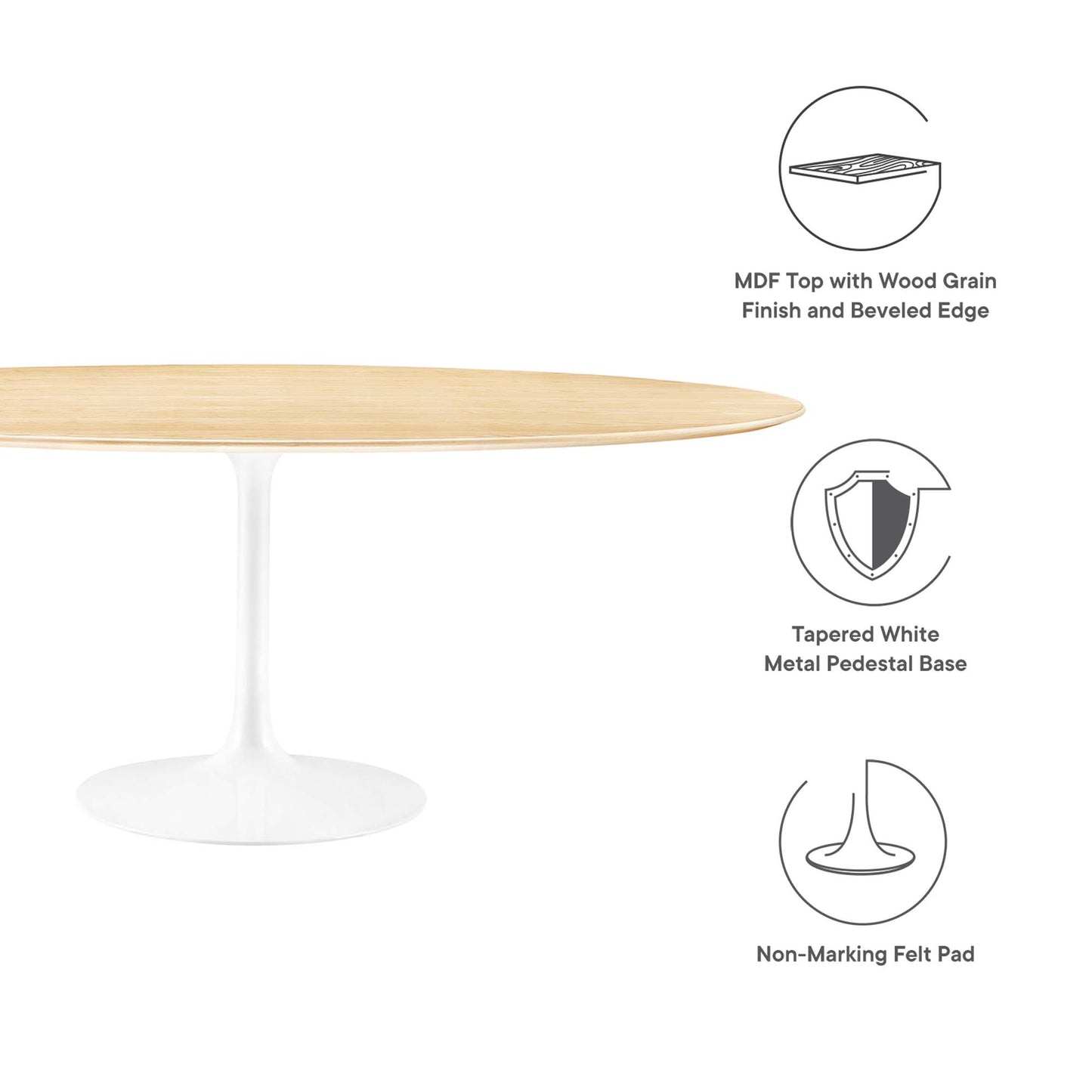 Modway Outlet Lippa 78" Oval Wood Dining Table by Modway  Bar and Dining Furniture White Natural - EEI-5197-WHI-NAT