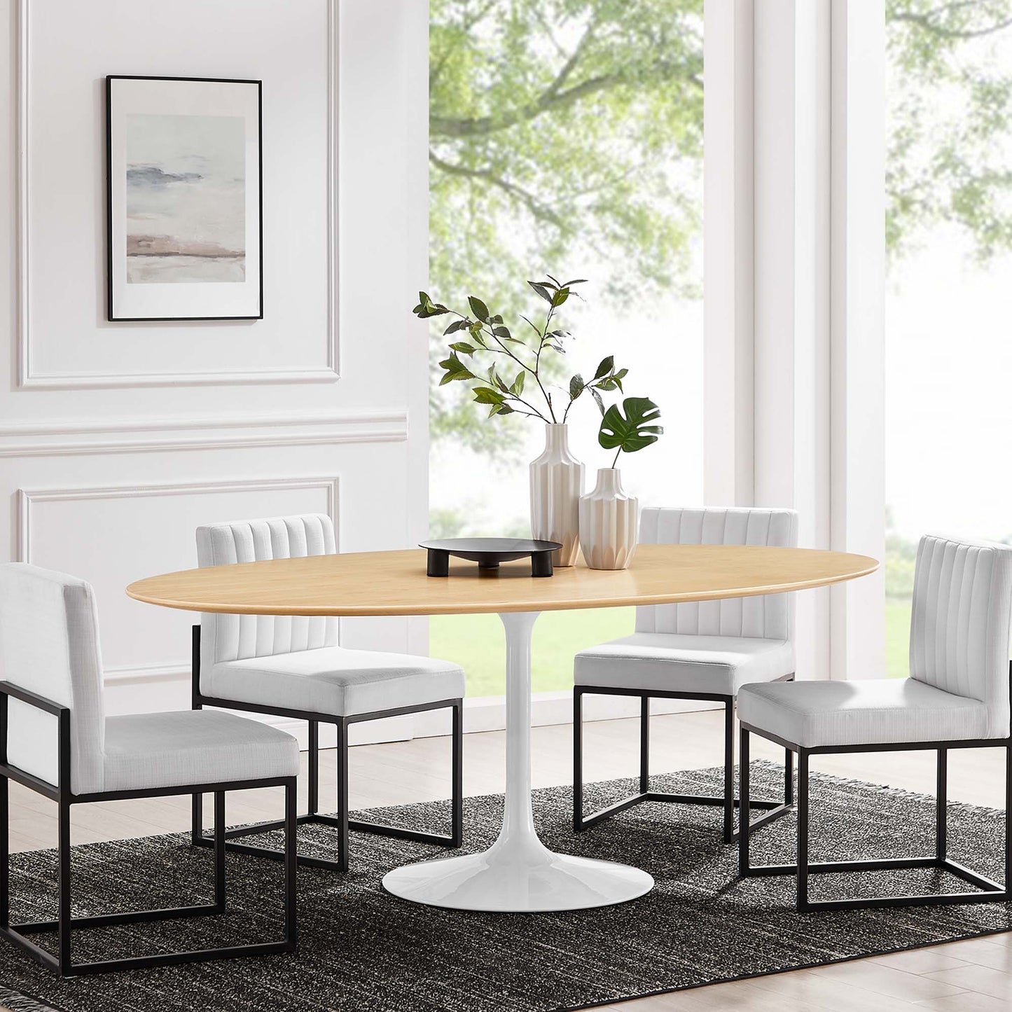 Modway Outlet Lippa 78" Oval Wood Dining Table by Modway  Bar and Dining Furniture White Natural - EEI-5197-WHI-NAT