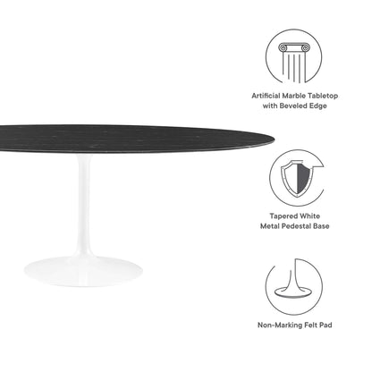 Modway Outlet Lippa 78" Oval Faux Marble Dining Table by Modway  Bar and Dining Furniture White Black - EEI-5198-WHI-BLK