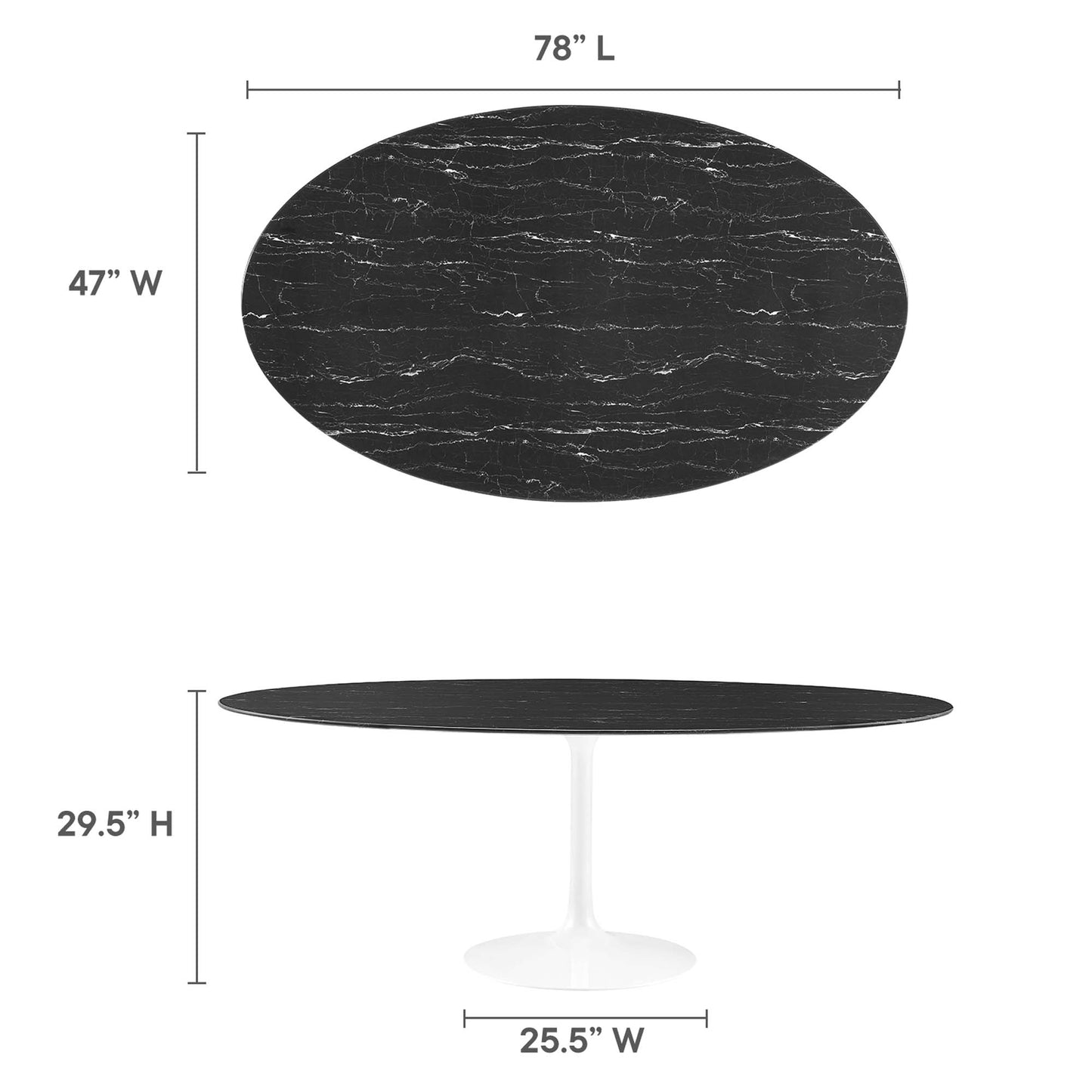 Modway Outlet Lippa 78" Oval Faux Marble Dining Table by Modway  Bar and Dining Furniture White Black - EEI-5198-WHI-BLK