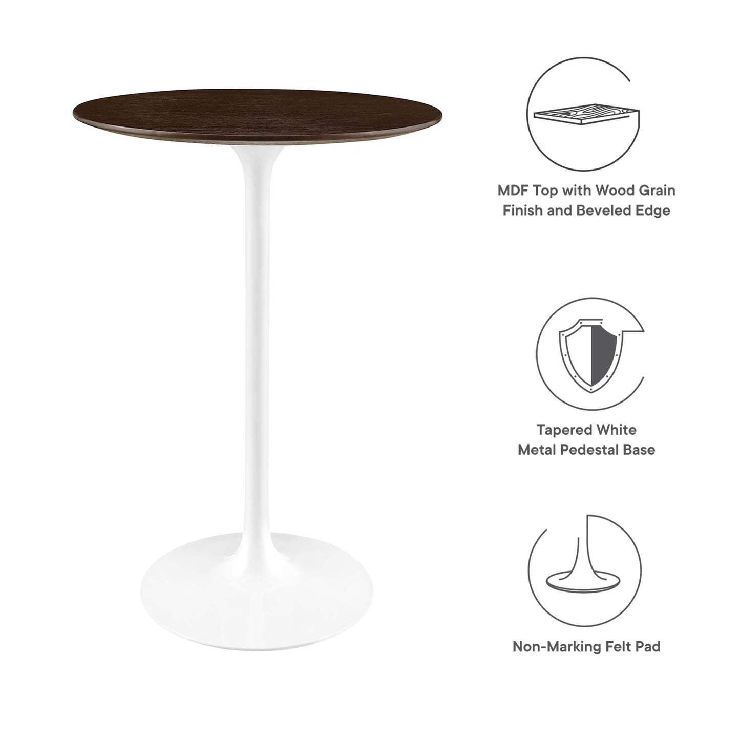 Modway - Lippa 28" Round Wood Bar Table by Modway  Bar and Dining Bar and Dining Tables Brown - EEI-5199-WHI-CHE