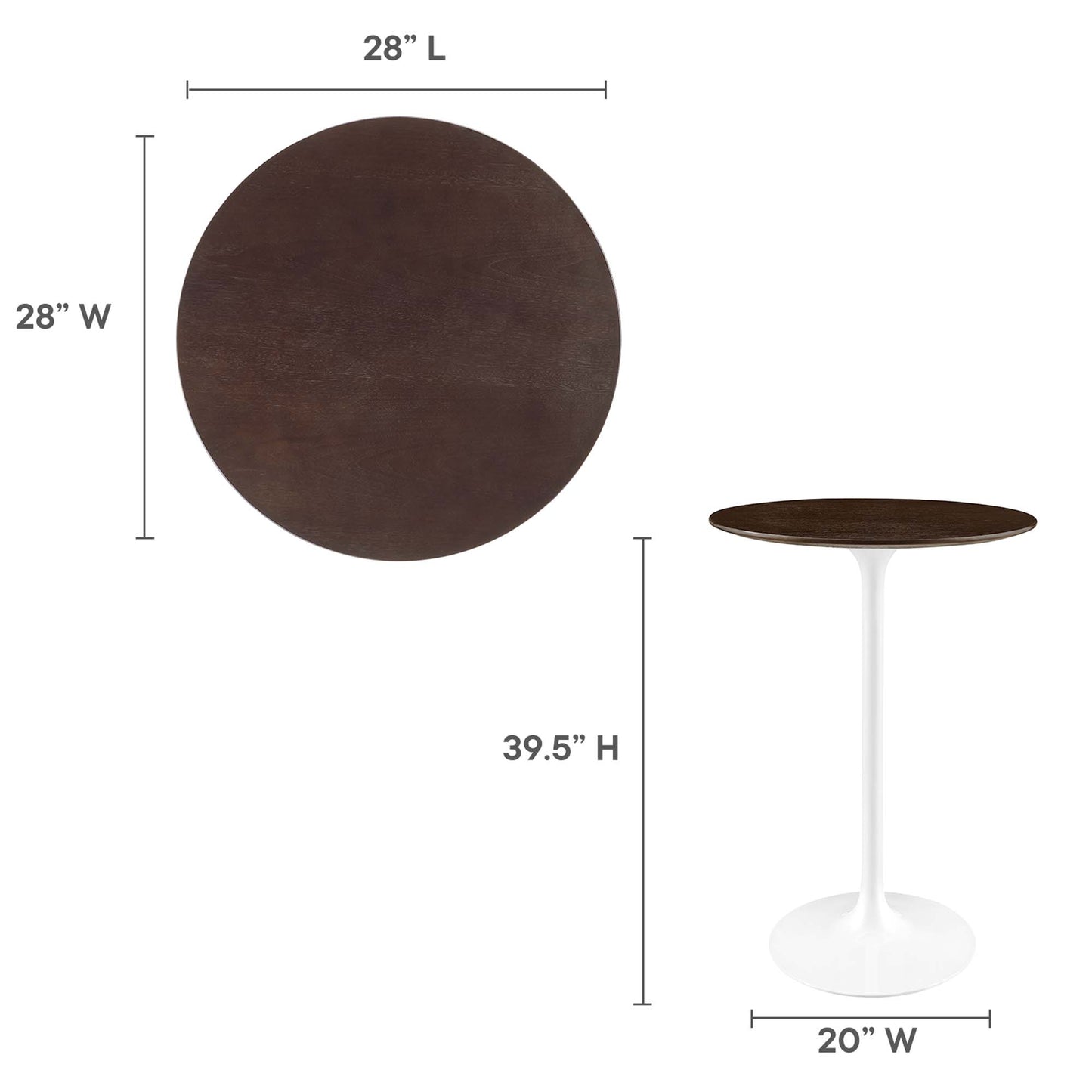 Modway - Lippa 28" Round Wood Bar Table by Modway  Bar and Dining Bar and Dining Tables Brown - EEI-5199-WHI-CHE