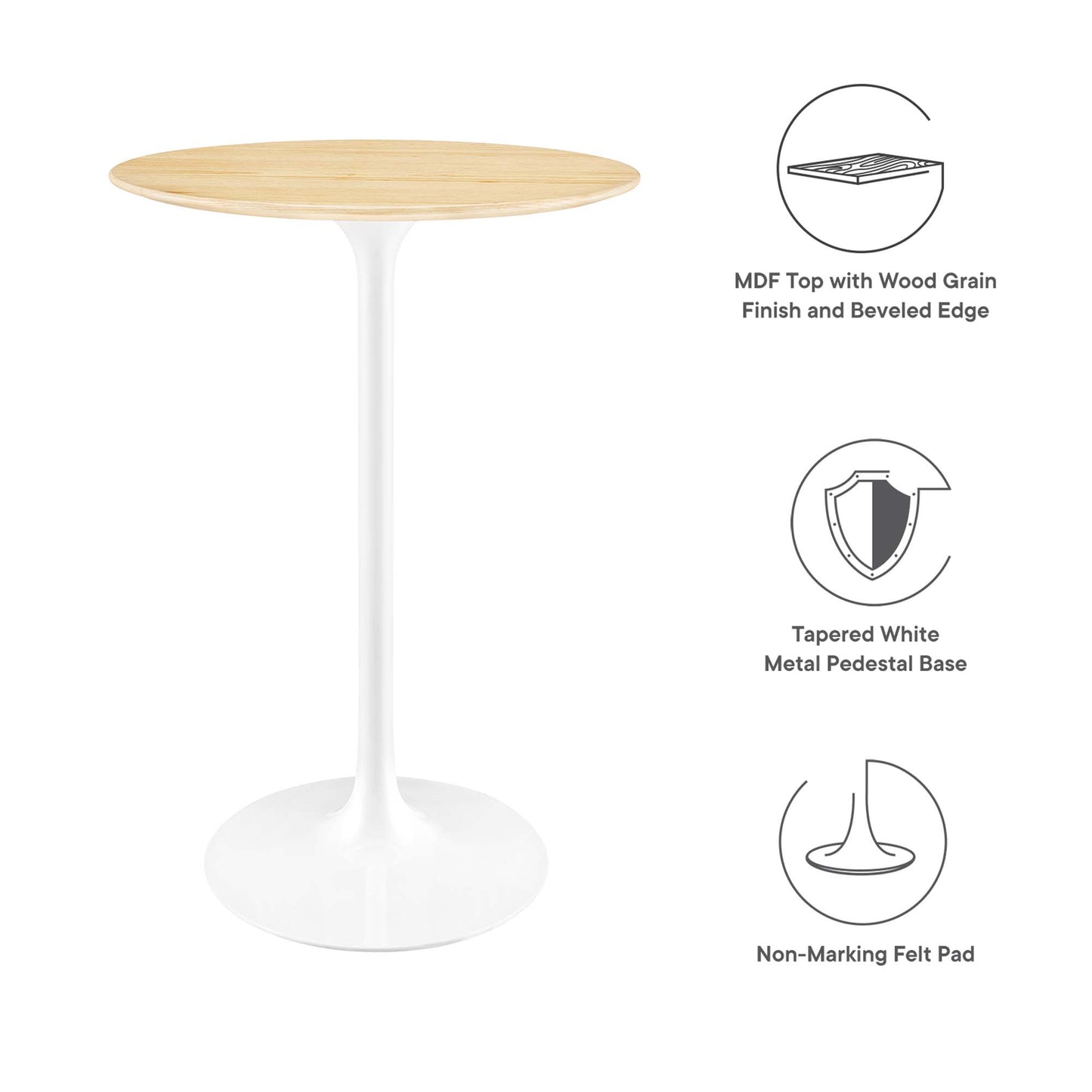 Modway Outlet Lippa 28" Round Wood Bar Table by Modway  Bar and Dining Furniture White Natural - EEI-5200-WHI-NAT