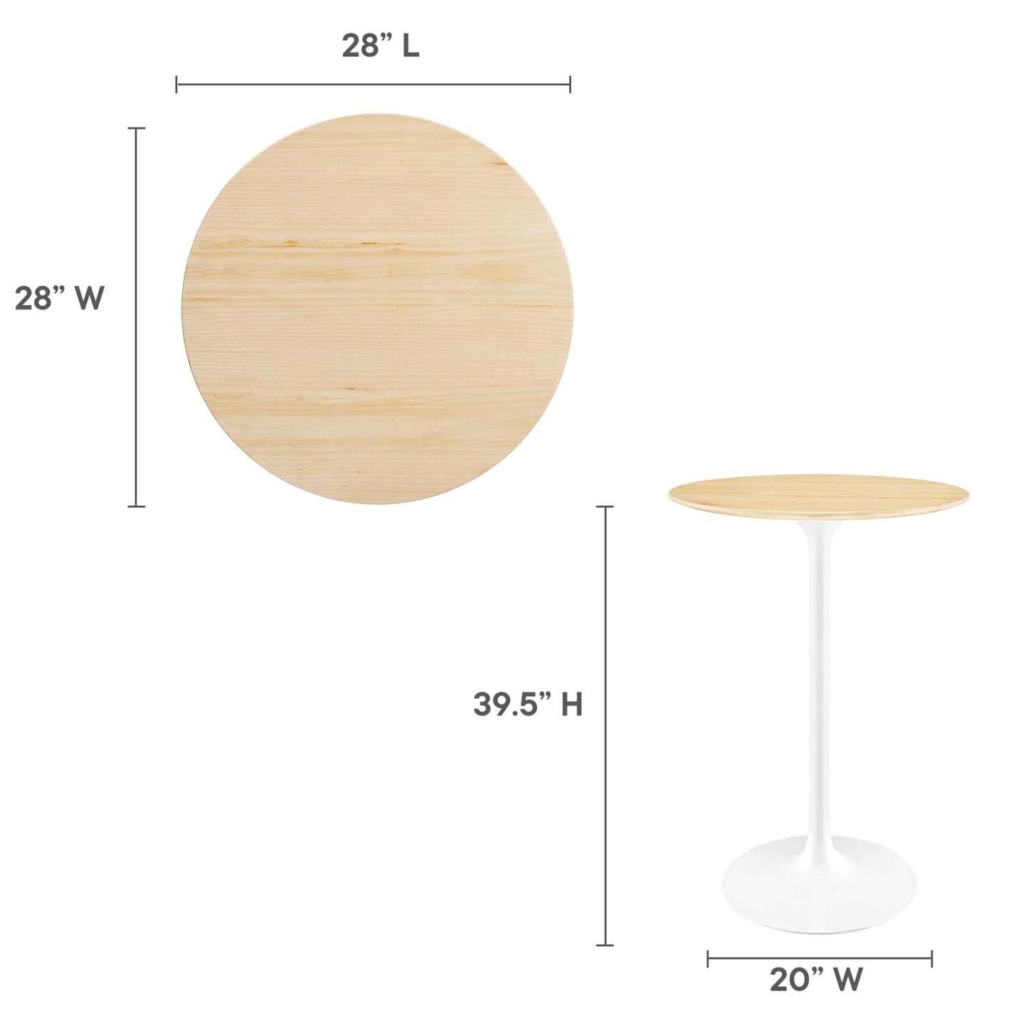 Modway Outlet Lippa 28" Round Wood Bar Table by Modway  Bar and Dining Furniture White Natural - EEI-5200-WHI-NAT