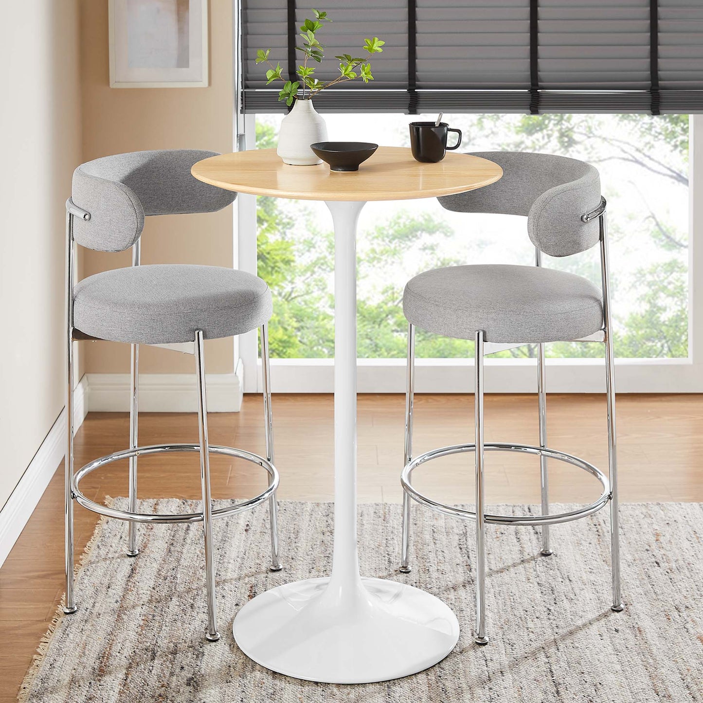 Modway Outlet Lippa 28" Round Wood Bar Table by Modway  Bar and Dining Furniture White Natural - EEI-5200-WHI-NAT