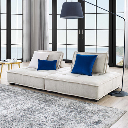 Modway - Saunter 2-Piece Tufted Fabric Fabric Loveseat by Modway  Living Room Sofas and Armchairs Brown - EEI-5204-BEI