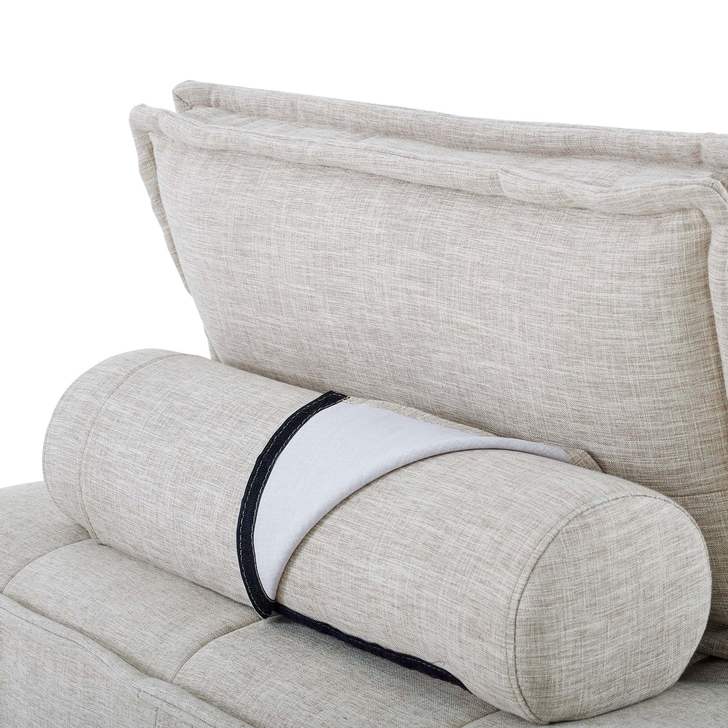 Brown tufted fabric sectional sofa in a 4-piece configuration.