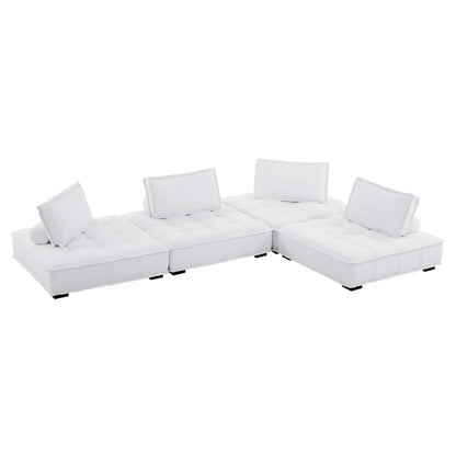 Modway Outlet Saunter 4-Piece Tufted Fabric Fabric Sectional Sofa by Modway  Living Room Furniture White - EEI-5208-WHI