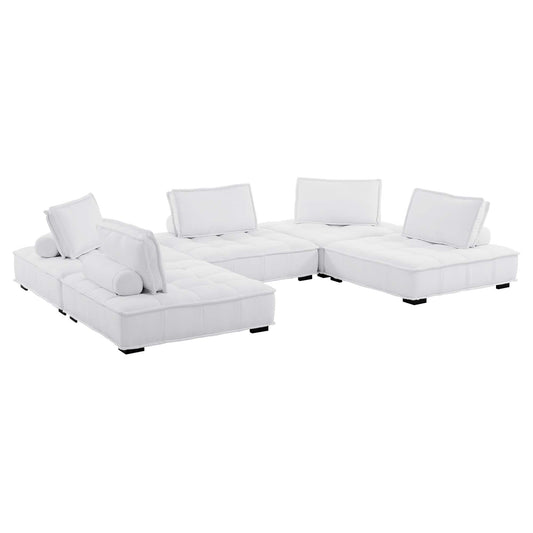 Modway Outlet Saunter 5-Piece Tufted Fabric Fabric Sectional Sofa by Modway  Living Room Furniture White - EEI-5210-WHI